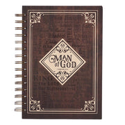 Man Of God Large Wirebound Journal in Brown - 1 Timothy 6:11