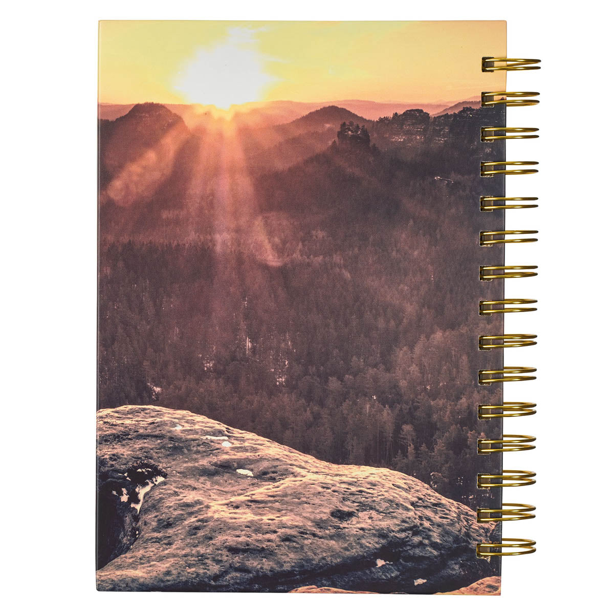 Diario grande anillado de alambre con vista de montañas «Todo es posible» - Mateo 19:26
