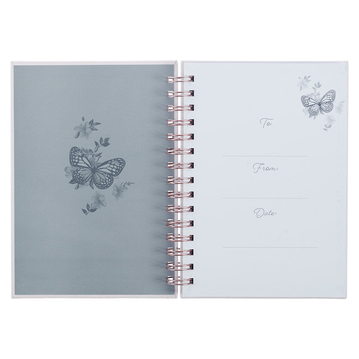 Strength & Dignity Pink Butterfly Garden Large Wirebound Journal - Proverbs 31:25