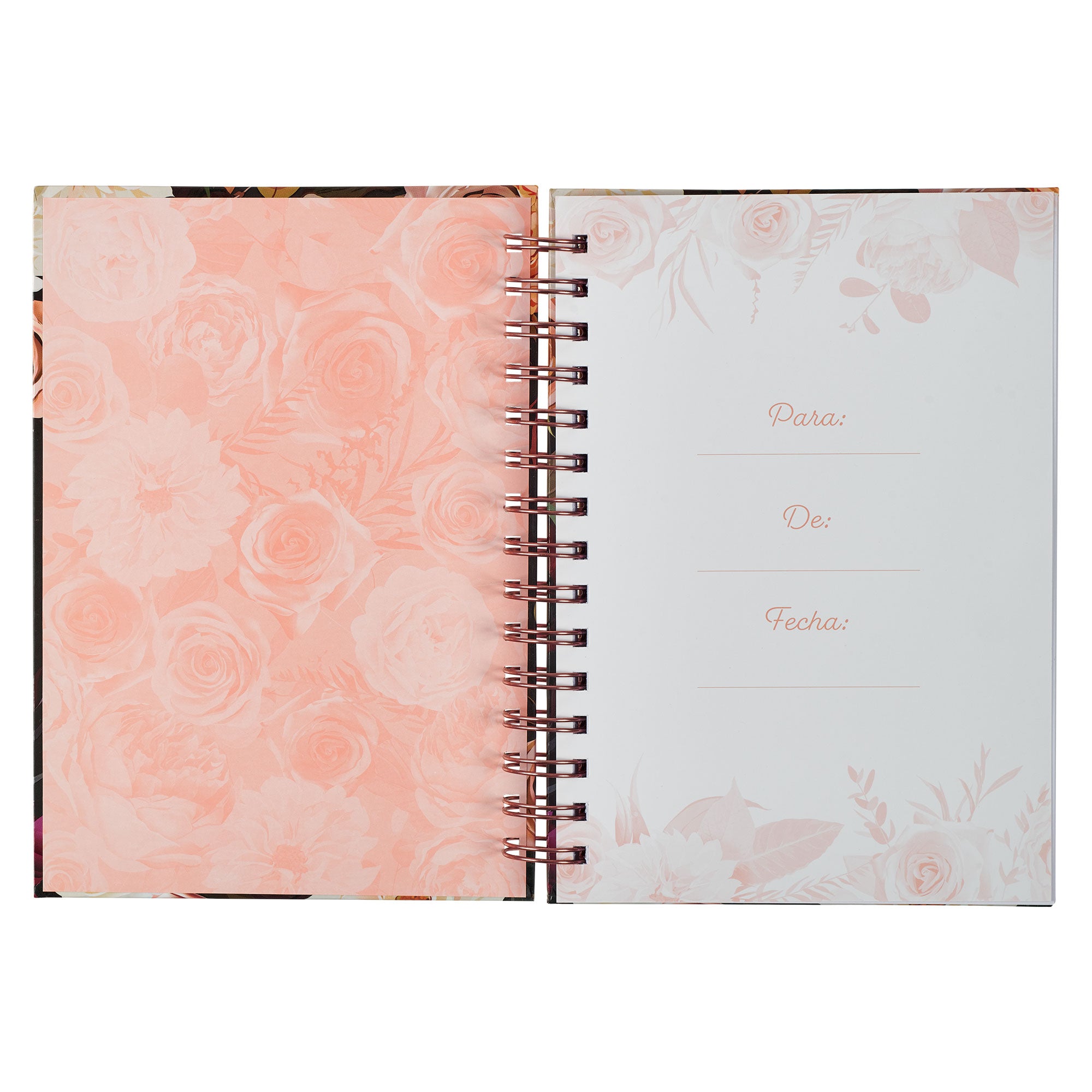 Diario guinda grande anillado de alambre con ramo «Fuerte y valiente» - Josué 1:9