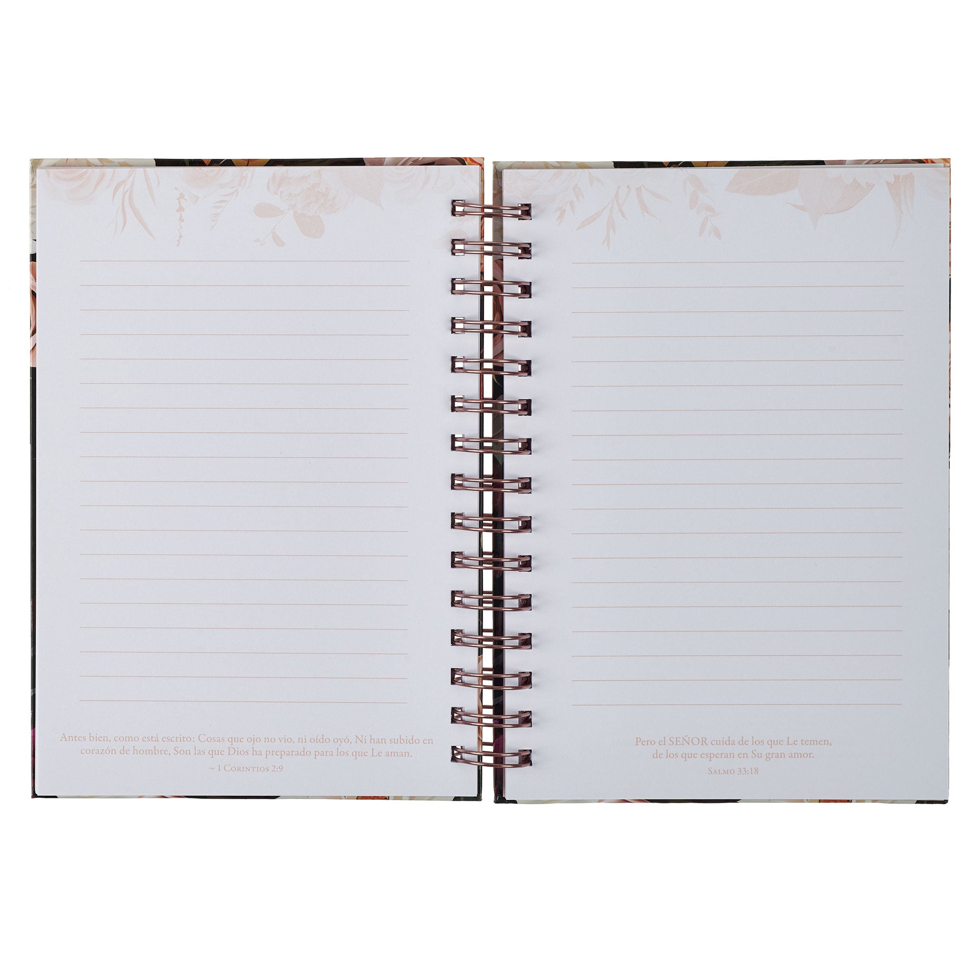 Diario guinda grande anillado de alambre con ramo «Fuerte y valiente» - Josué 1:9