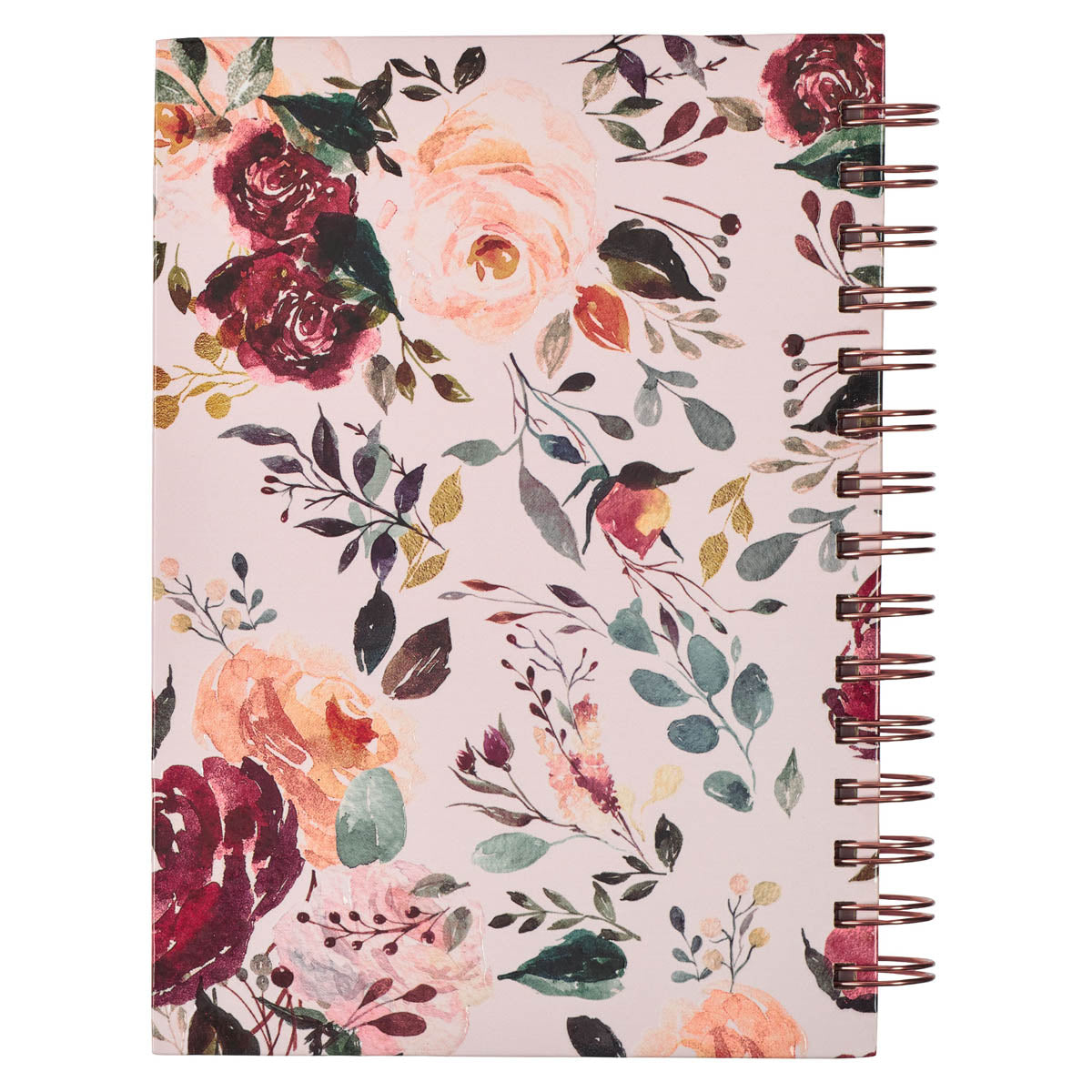 Diario anillado de alambre «Los planes que tengo para ti» con flores de color ciruela - Jeremías 29:11