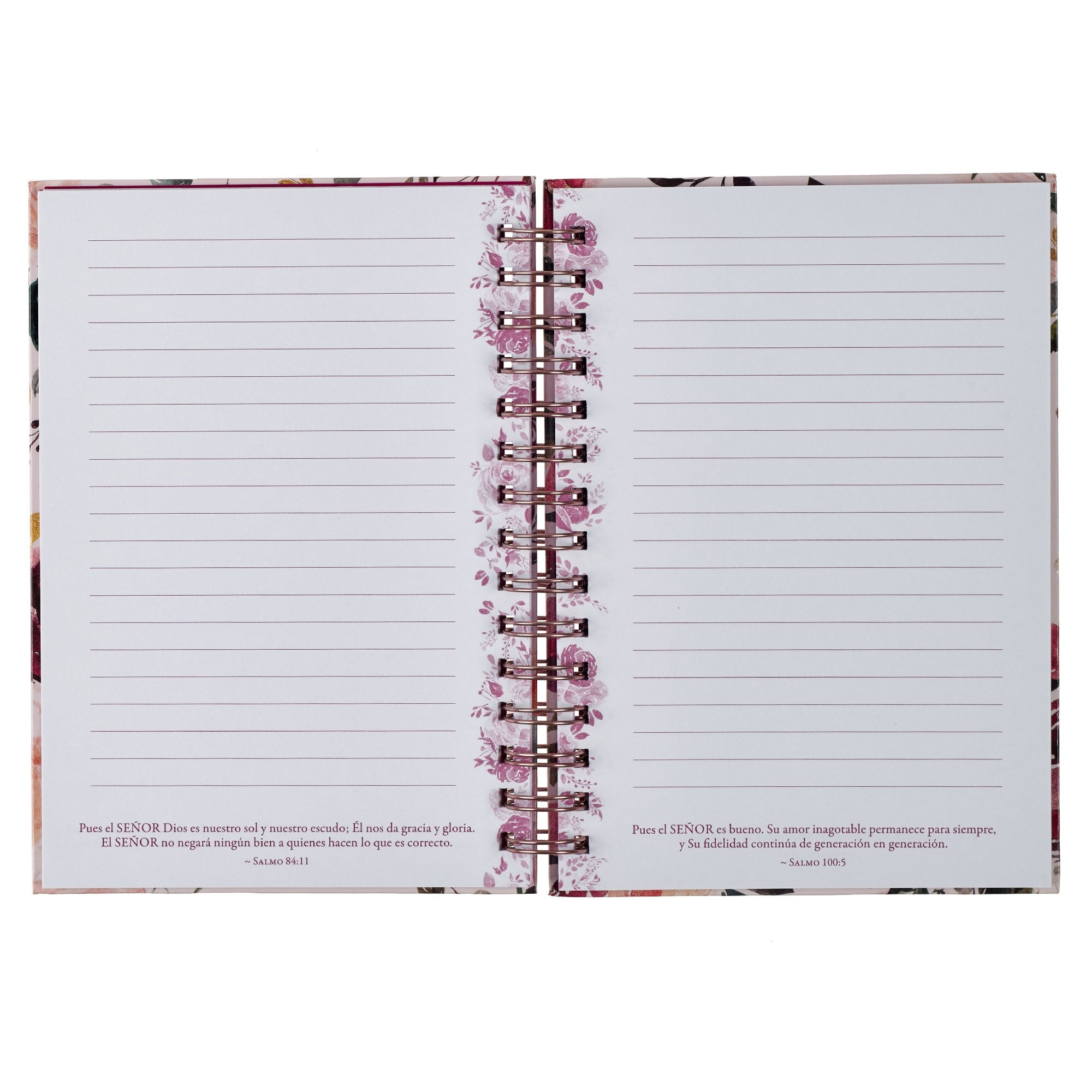 Diario anillado de alambre «Los planes que tengo para ti» con flores de color ciruela - Jeremías 29:11