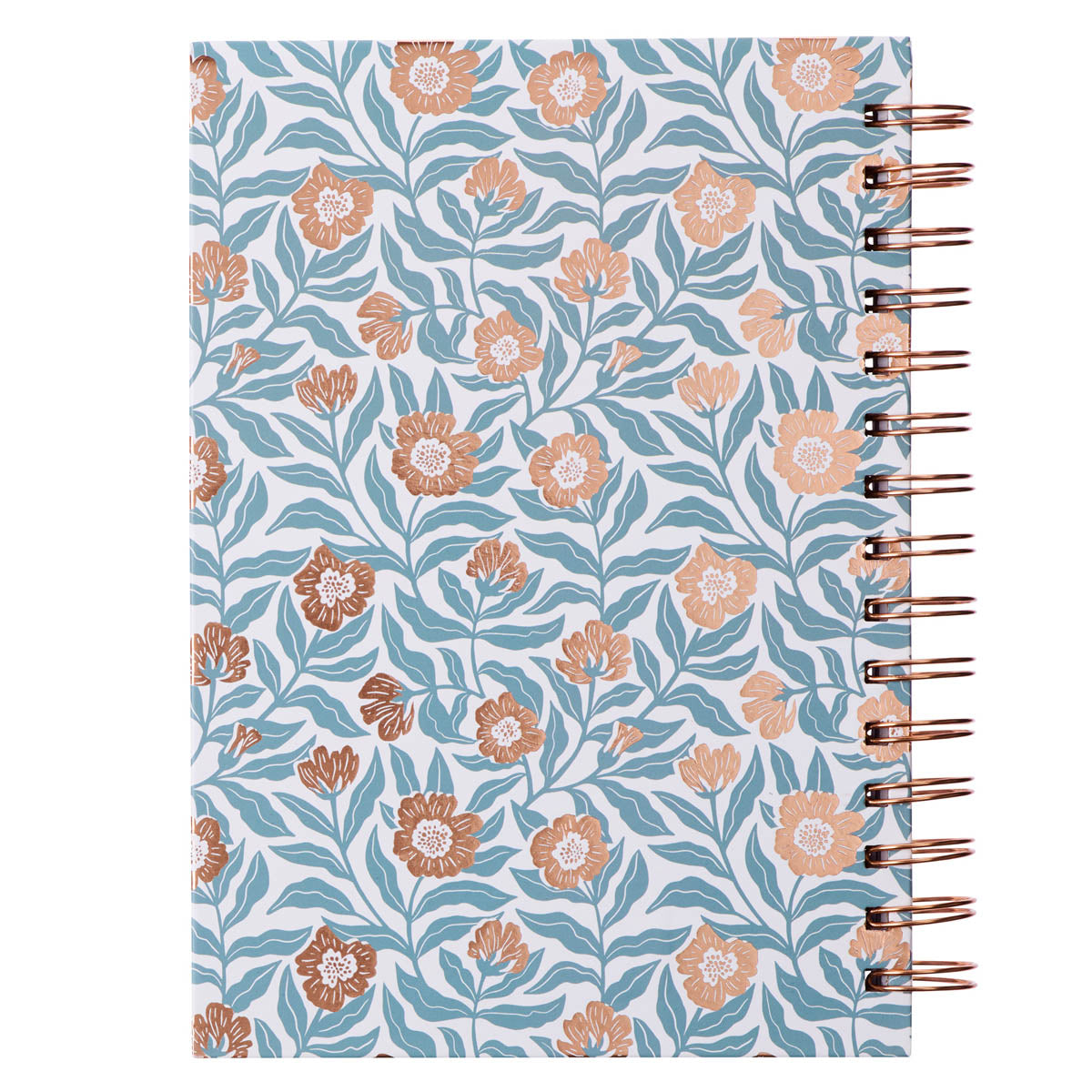 Sufficient Grace Teal Floral Large Wirebound Journal - 2 Corinthians 12:9
