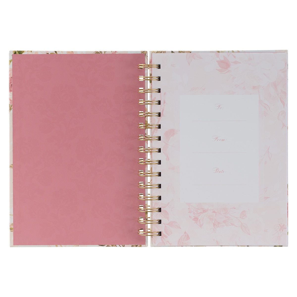 His Grace is Enough Blush Pink Floral Large Wirebound Journal - 2 Corinthians 12:9