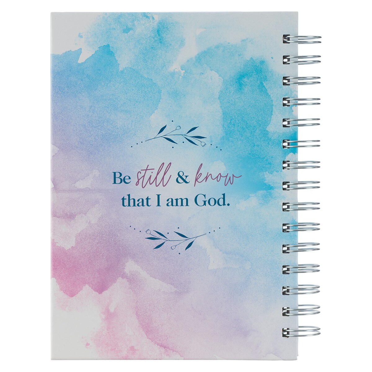 Be Still & Know Pink and Blue Watercolor Large Wirebound Journal - Psalm 46:10