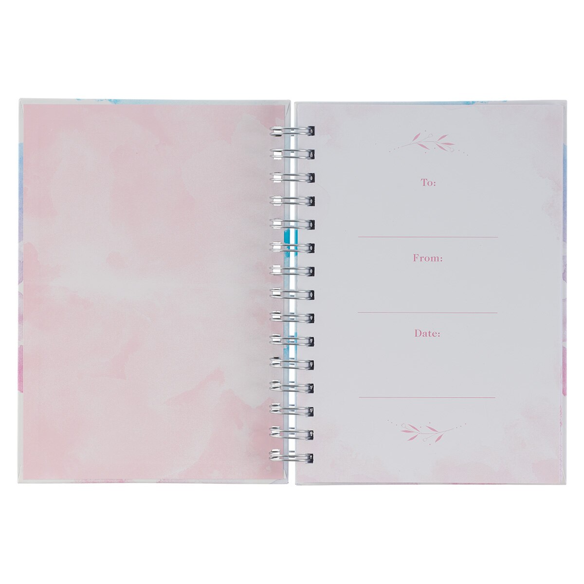 Be Still & Know Pink and Blue Watercolor Large Wirebound Journal - Psalm 46:10