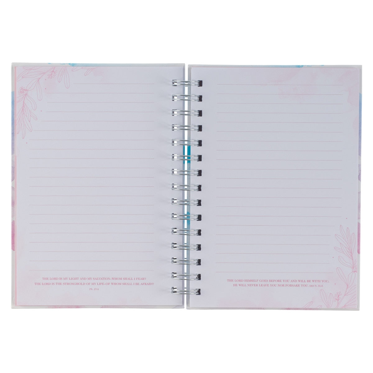 Be Still & Know Pink and Blue Watercolor Large Wirebound Journal - Psalm 46:10