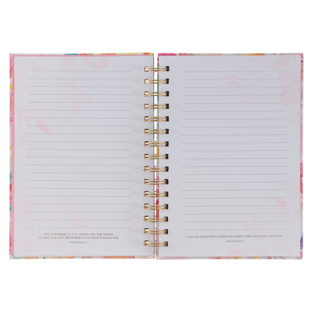 All Things Through Christ Multi-colored Floral Large Wirebound Journal -  Philippians 4:13