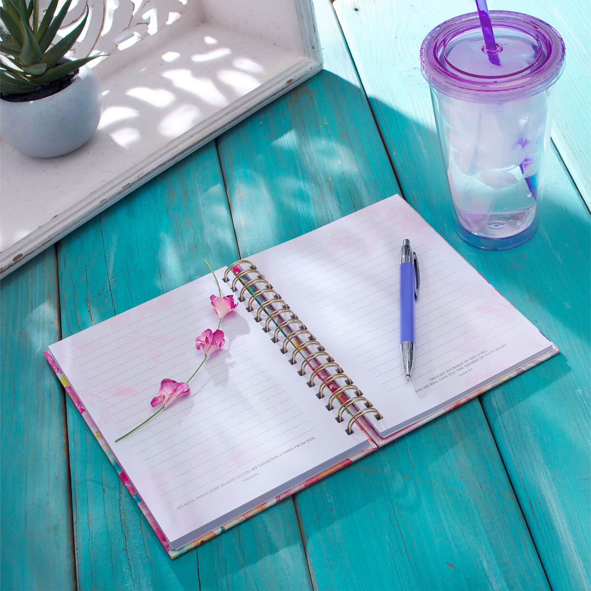 All Things Through Christ Multi-colored Floral Large Wirebound Journal -  Philippians 4:13