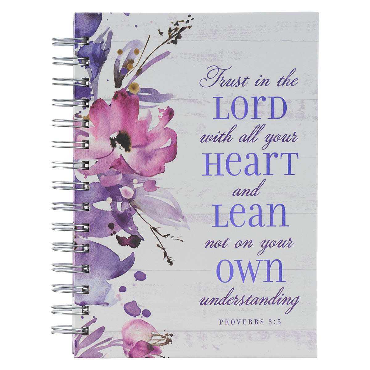 Trust in the Lord Purple Floral Garland Large Wirebound Journal -  Proverbs 3:5