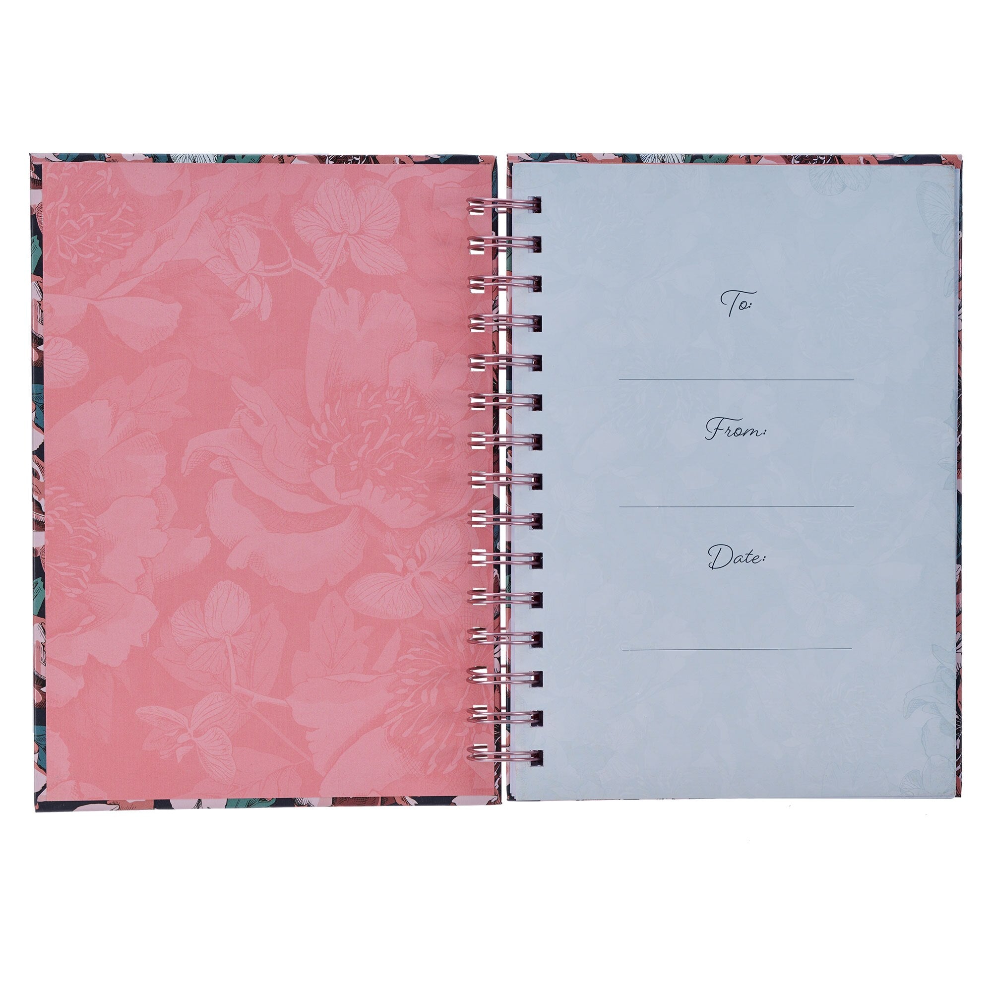 Walk By Faith Pink Floral Large Wirebound Journal - 2 Corinthians 5:7