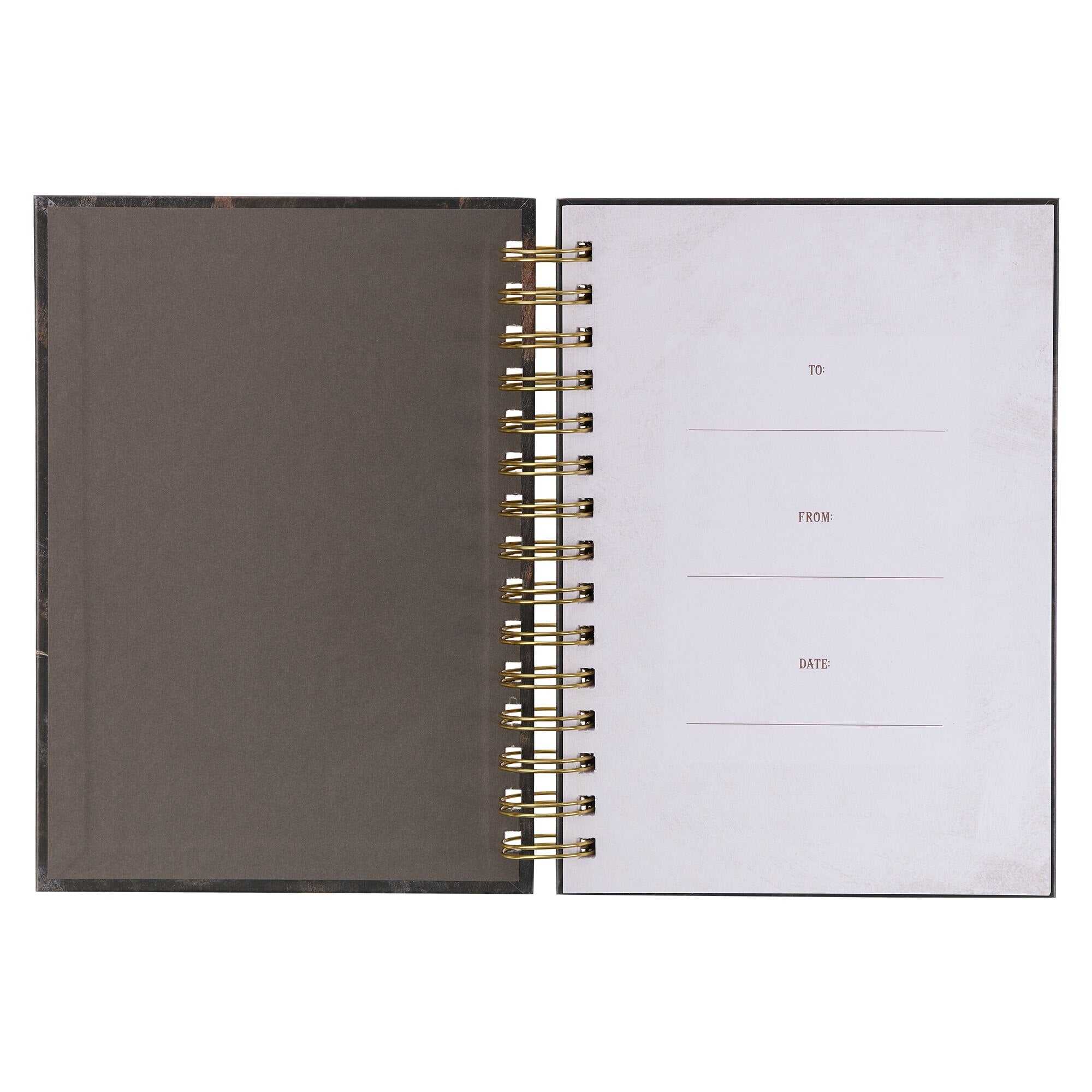 Refuge and Strength Brown and Black Woodgrain Wirebound Journal - Psalm 46:1