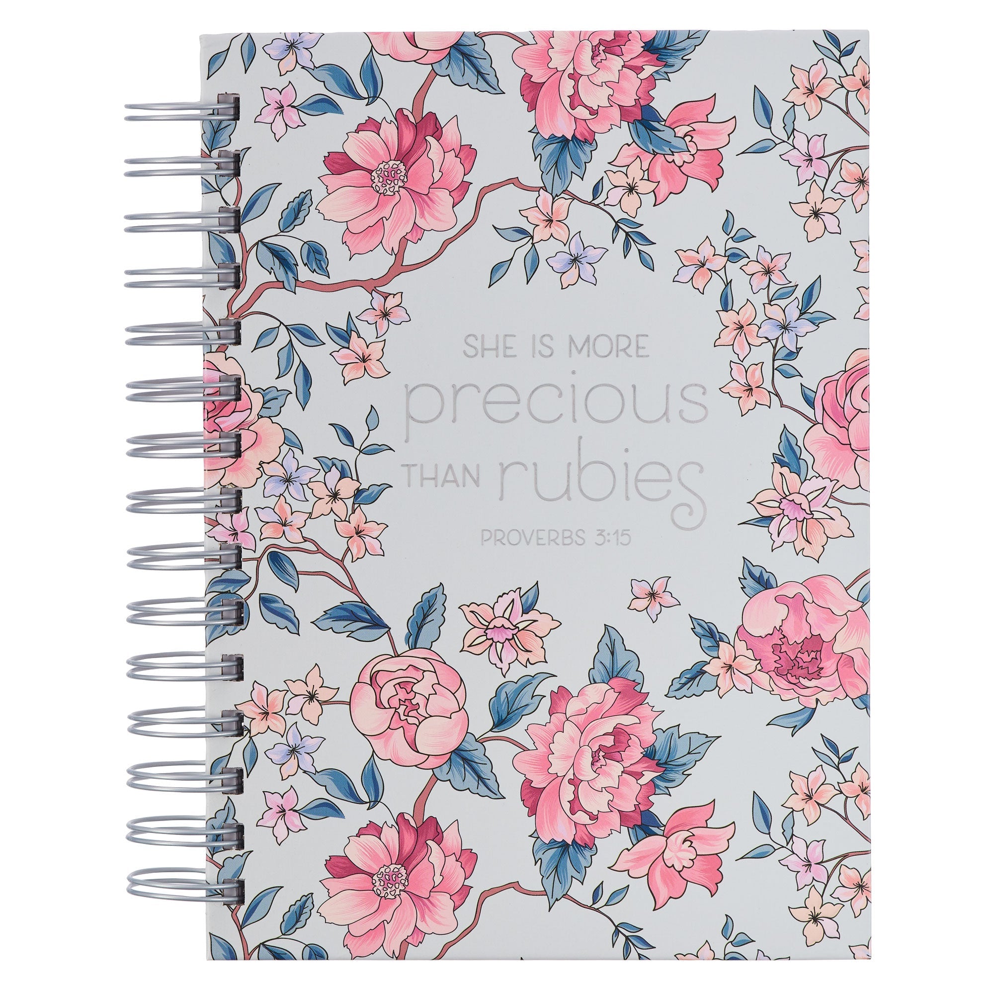 More Precious Than Rubies Pink Floral Wirebound Journal - Proverbs 5:13