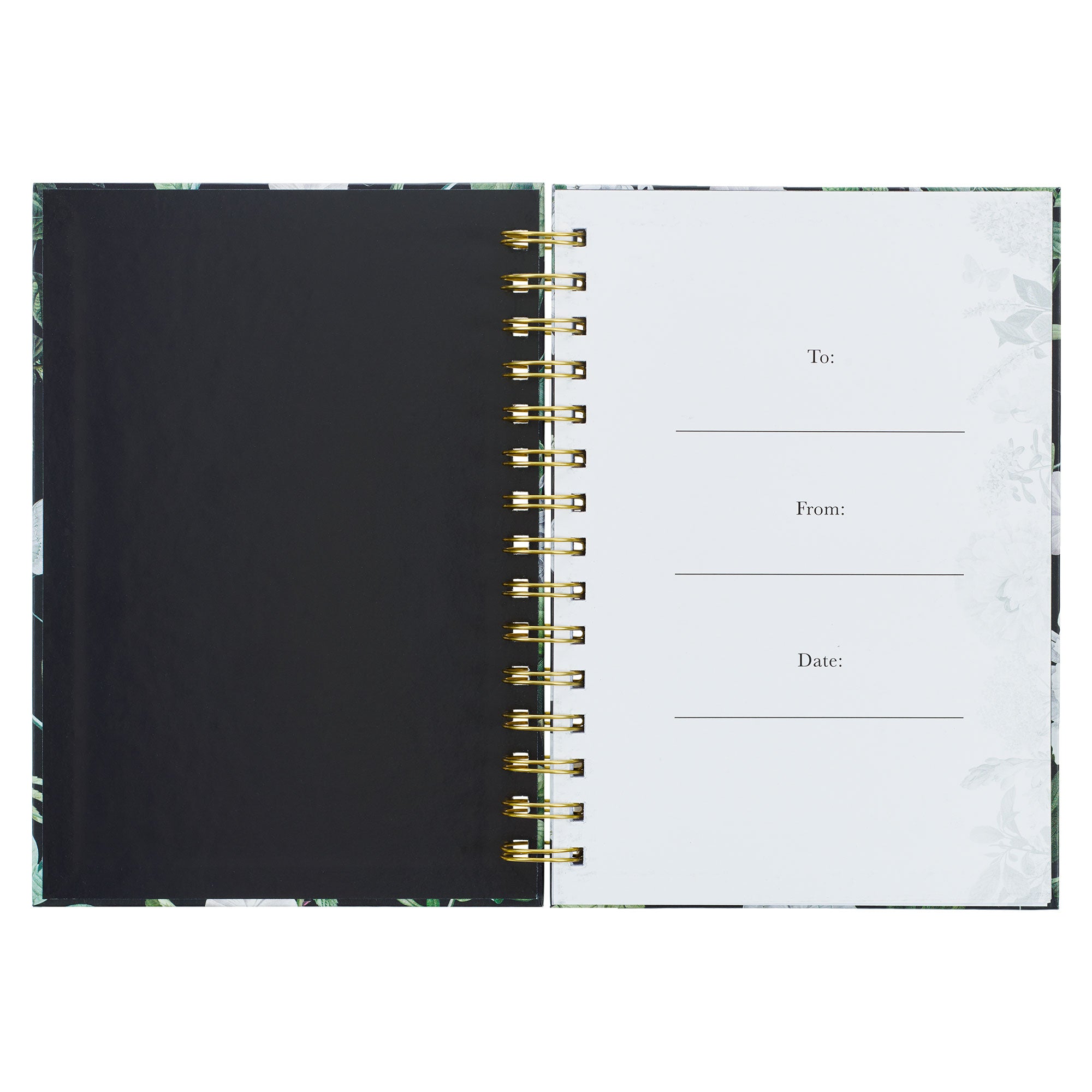 Clothed with Strength & Dignity White Floral Large Wirebound Journal - Proverbs 31:25