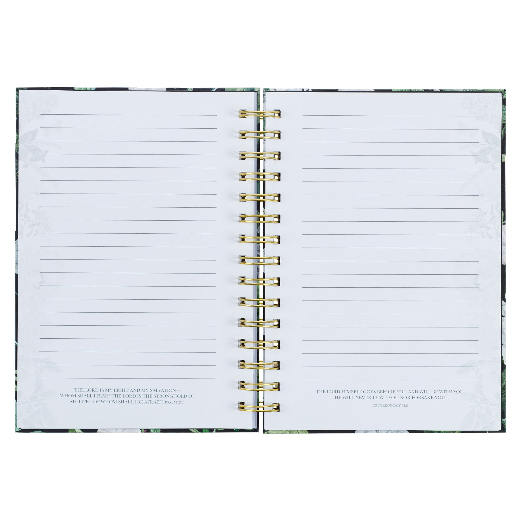 Clothed with Strength & Dignity White Floral Large Wirebound Journal - Proverbs 31:25