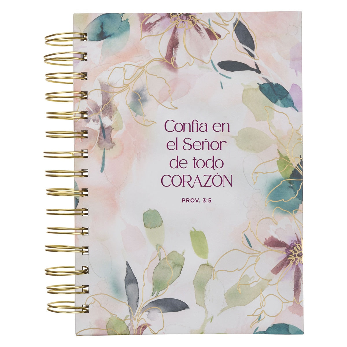 Diario espiral con flor morada “Confía en el Señor” – Proverbios 3:5