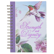 Strength and Dignity Purple Hummingbird Large Wirebound Journal  - Proverbs 31:25