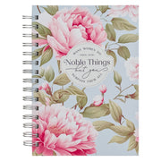 Noble Things Pink Peony Wirebound Journal - Proverbs 31:29