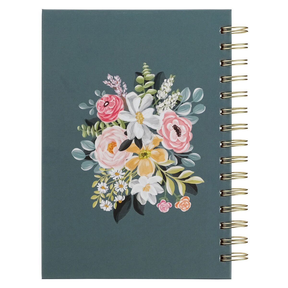 Love the Lord Teal Floral Wirebound Journal - Matthew 22:37