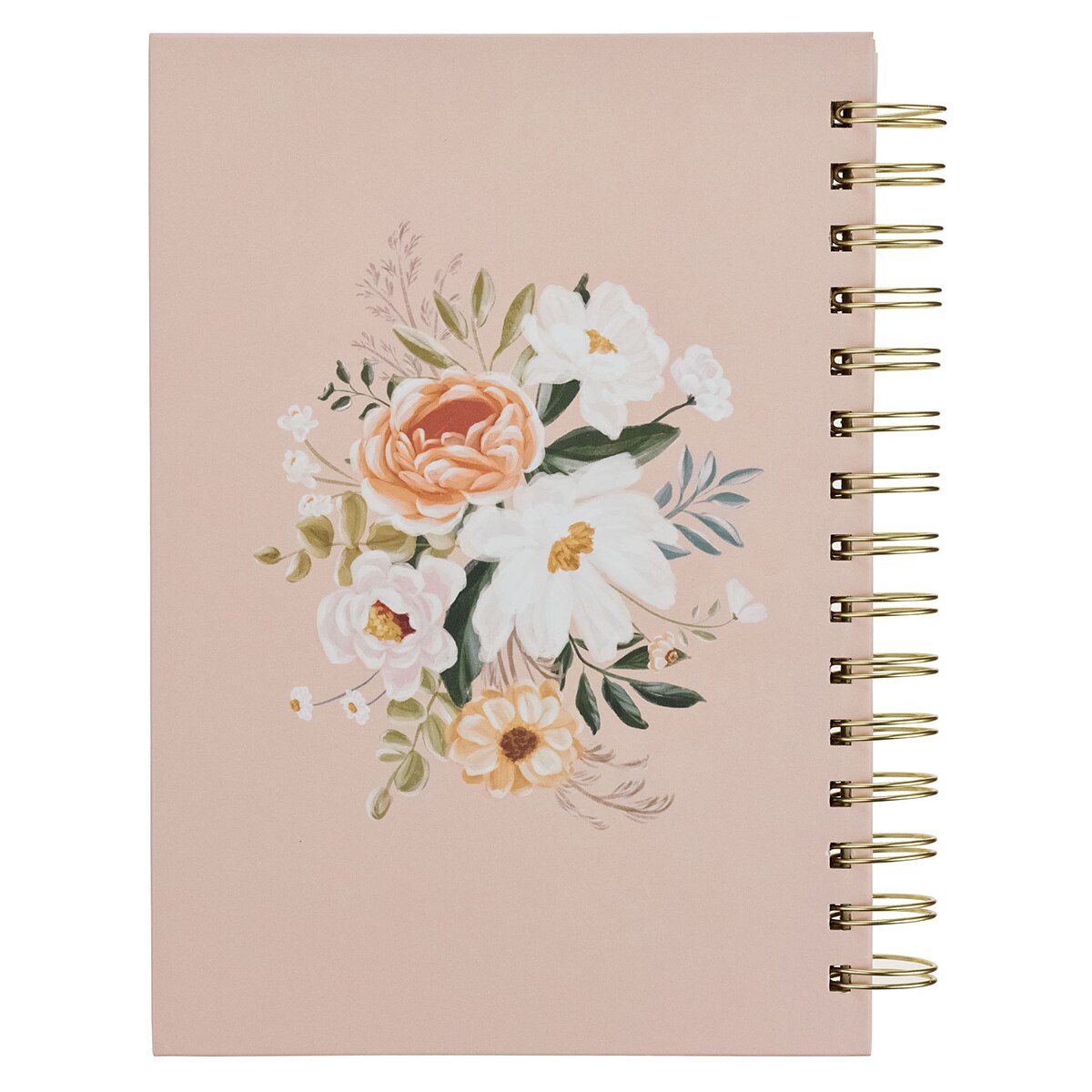 Good Work Peach Floral Wirebound Journal - Philippians 1:6