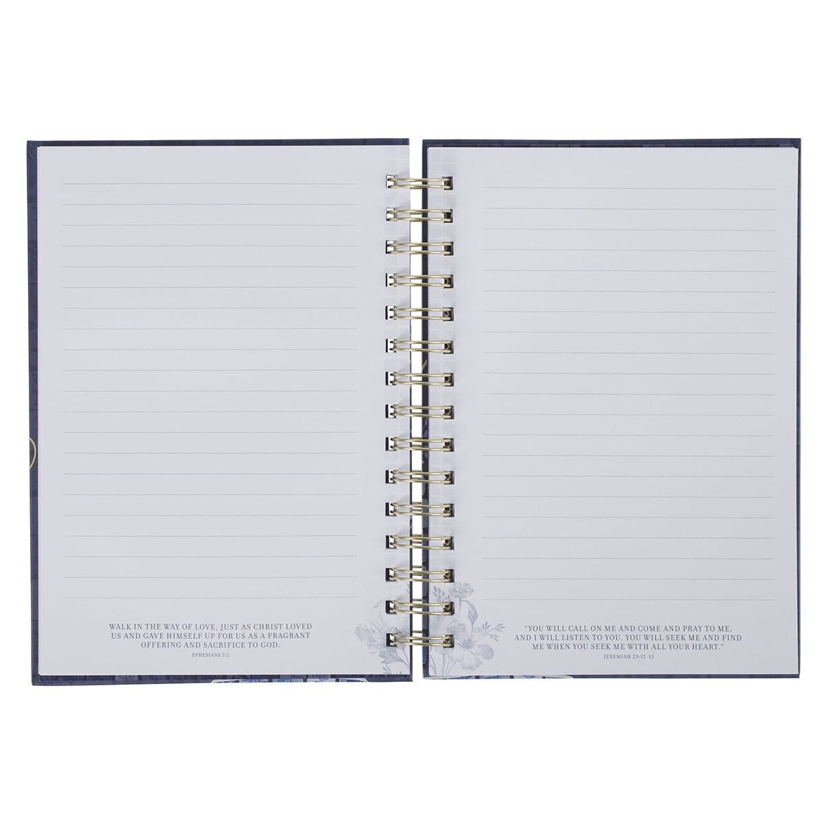 Grace Blue Floral Tile Wirebound Journal - Ephesians 2:8