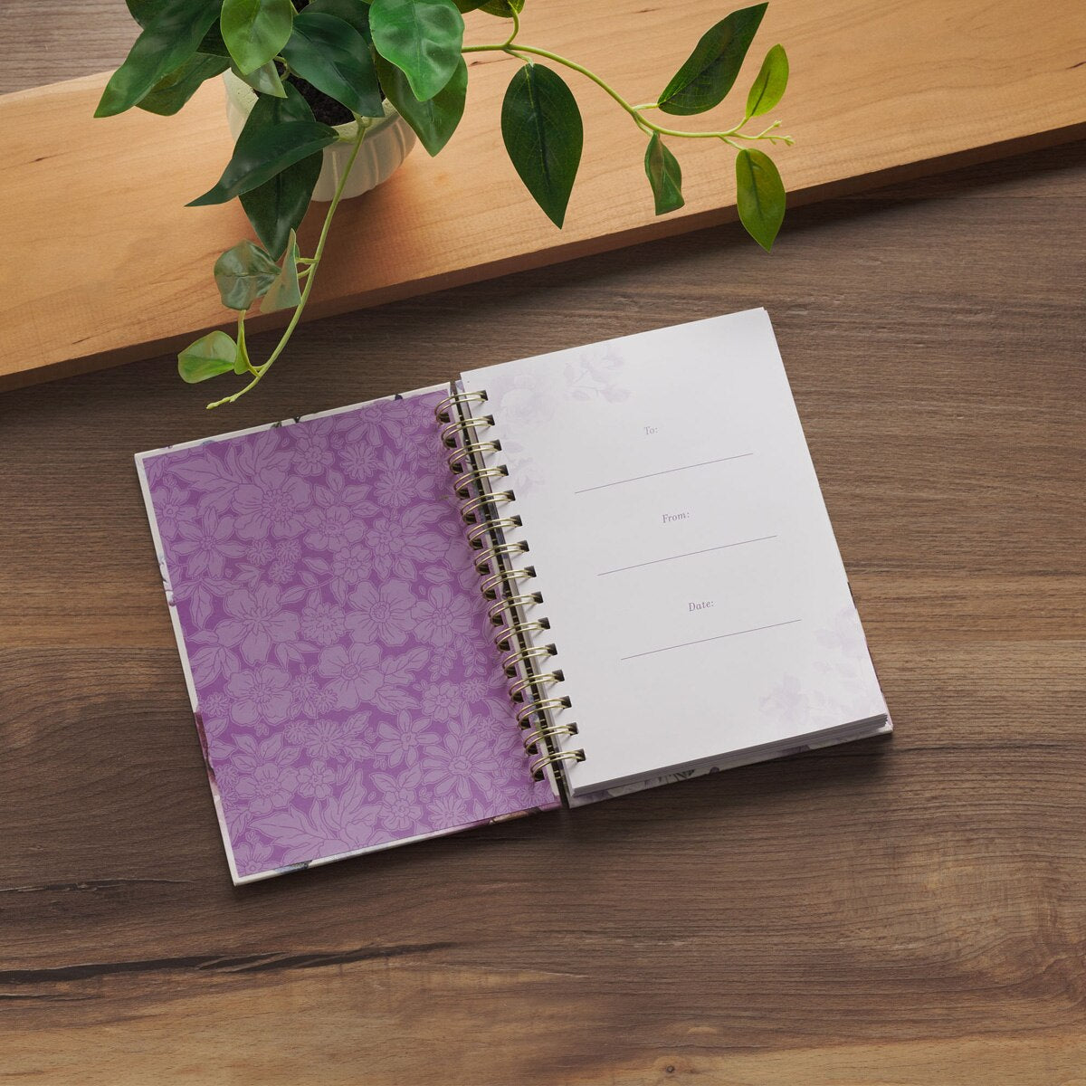 Strength and Dignity Purple Rose Wirebound Journal - Proverbs 31:25