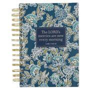Morning Mercies Blue and Green Floral Spiral Journal - Lamentations 3:22-23