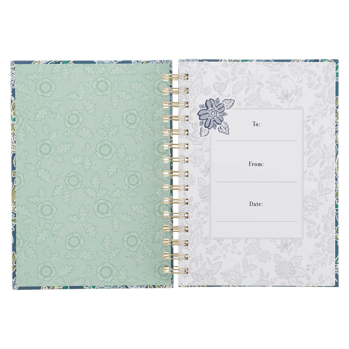 Morning Mercies Blue and Green Floral Spiral Journal - Lamentations 3:22-23