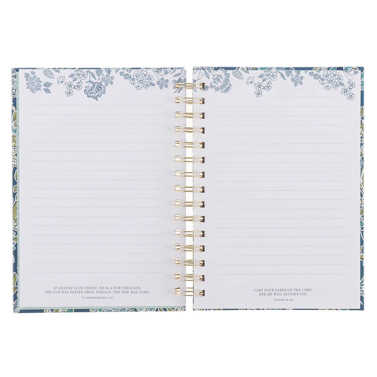 Morning Mercies Blue and Green Floral Spiral Journal - Lamentations 3:22-23