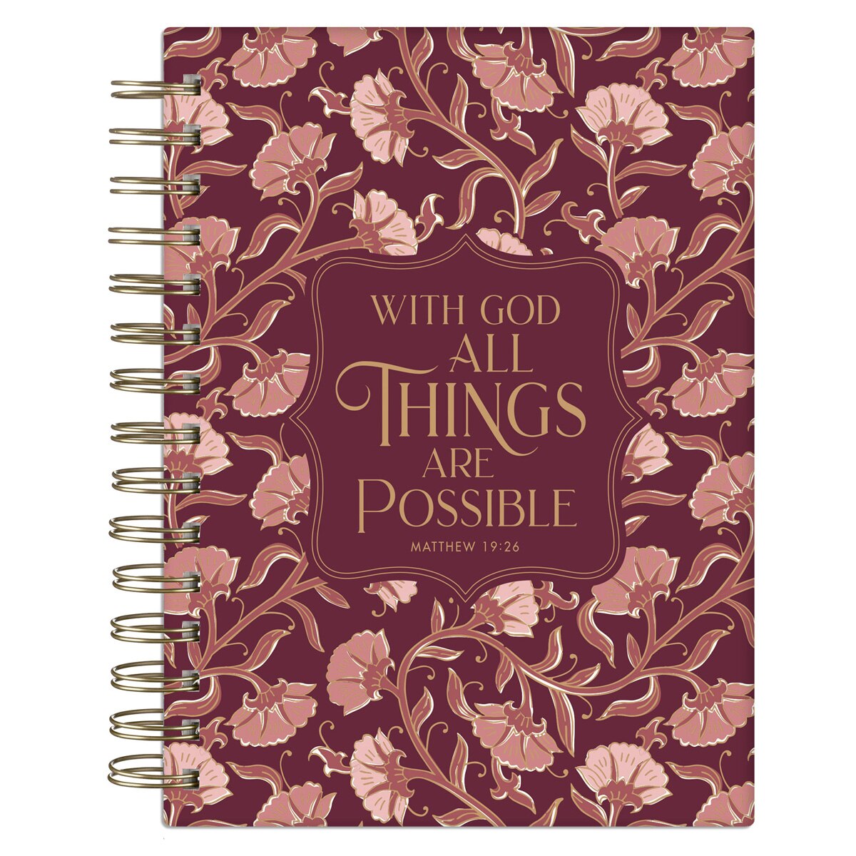 Things Are Possible Burgundy Blush Spiral Journal - Matthew 19:26