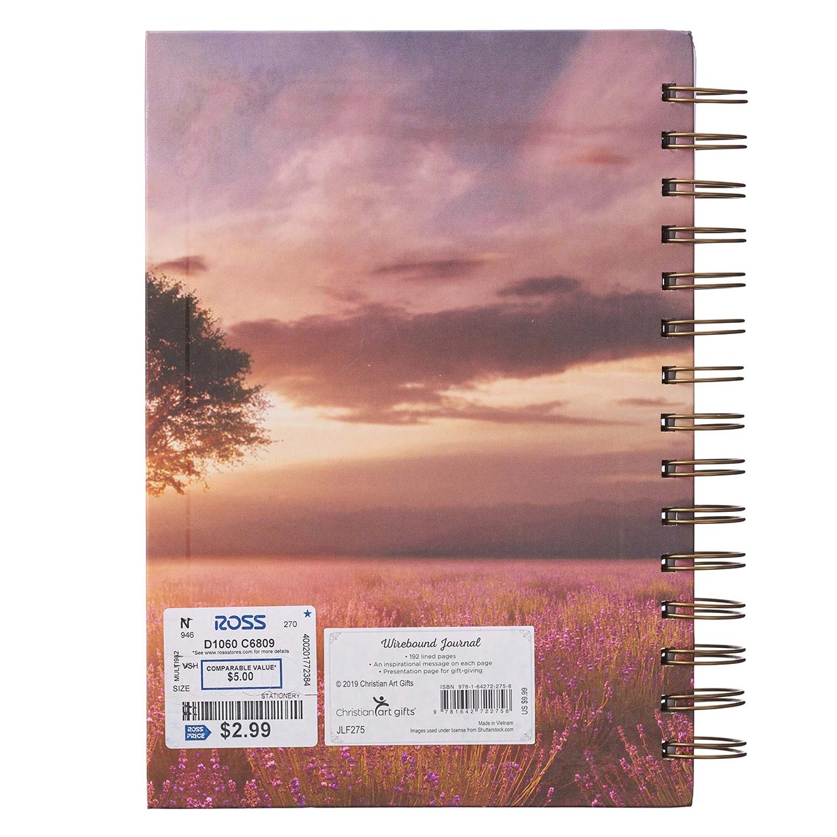 Joy and Peace Gray Floral Spiral Journal - Romans 15:13