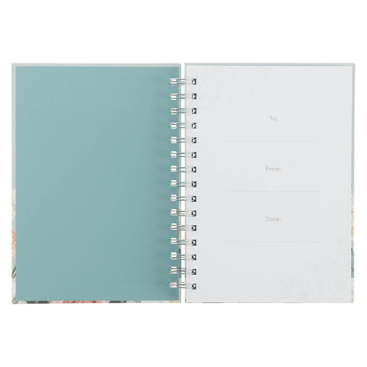 Power, Love, and a Sound Mind Mint Floral Spiral Journal – 2 Timothy 1:7