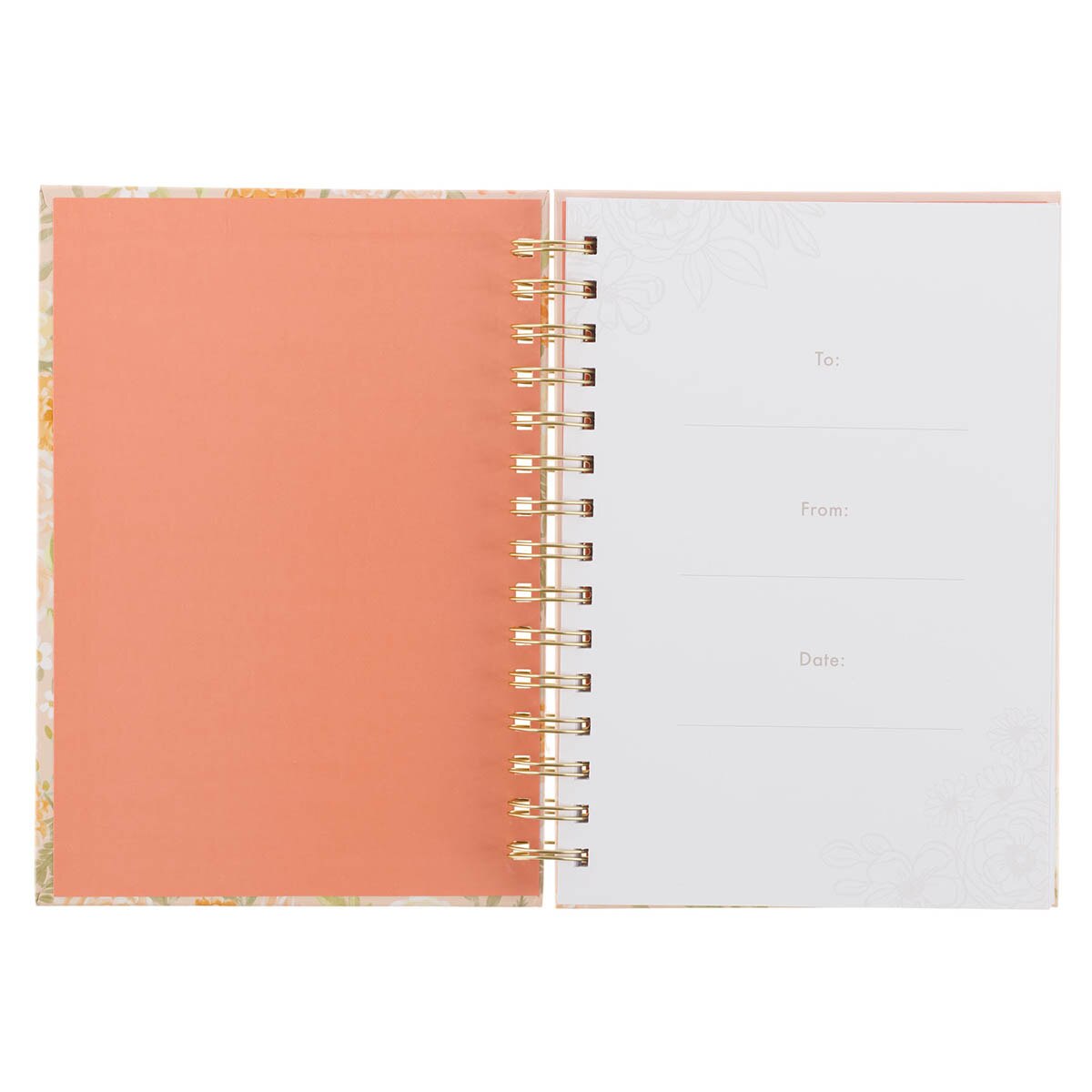Consider the Wildflowers Peach Floral Spiral Journal - Luke 12:27