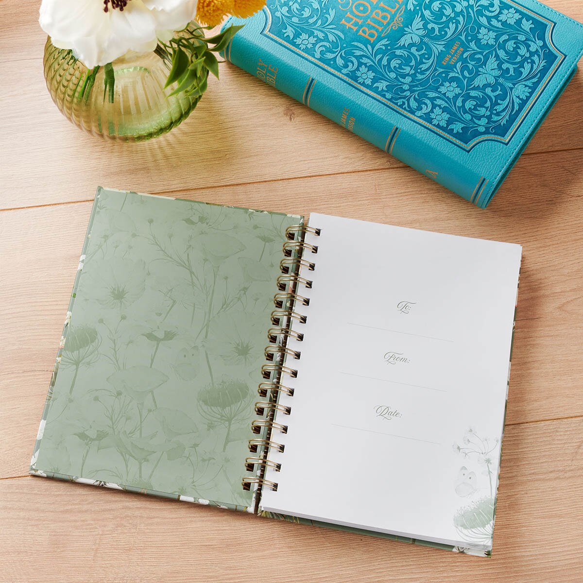 Be Still Sage Blossom Spiral Journal - Psalm 46:10