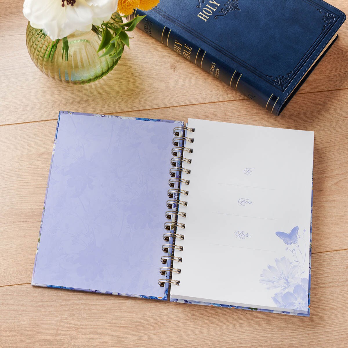 Pray Blue Blooms Spiral Journal - Job 22:27