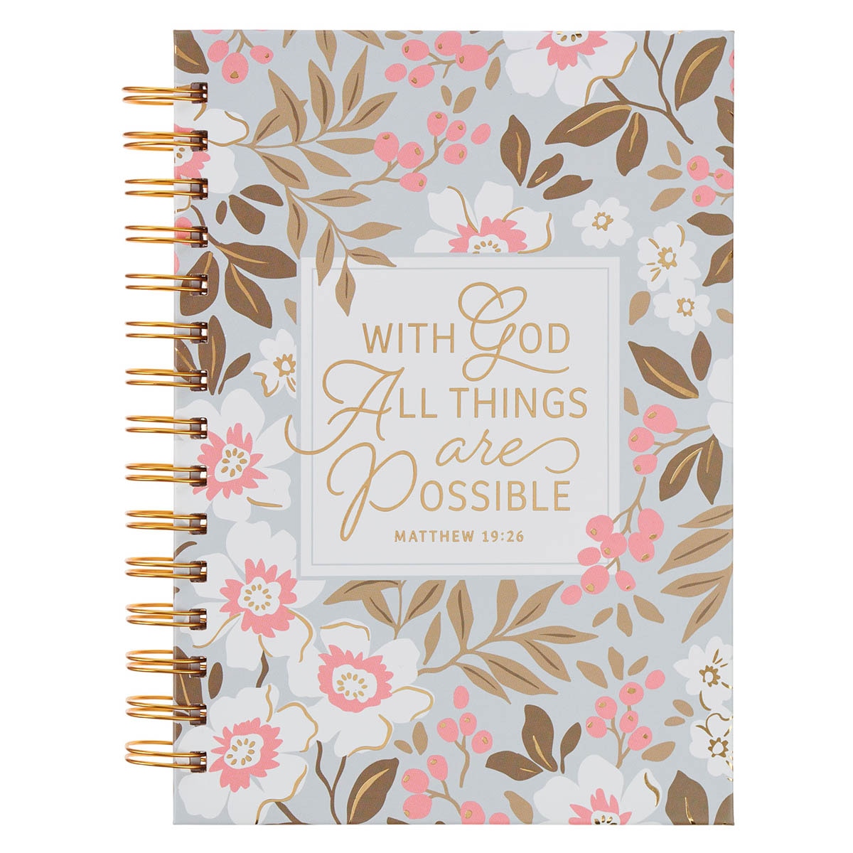 Things Are Possible White Poppy Spiral Journal - Matthew 19:26