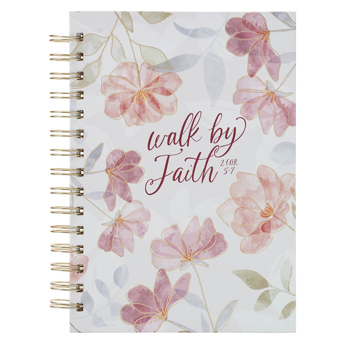 Walk by Faith Pink Cosmos Spiral Journal - 2 Corinthians 5:7