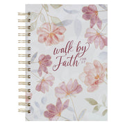 Walk by Faith Pink Cosmos Spiral Journal - 2 Corinthians 5:7