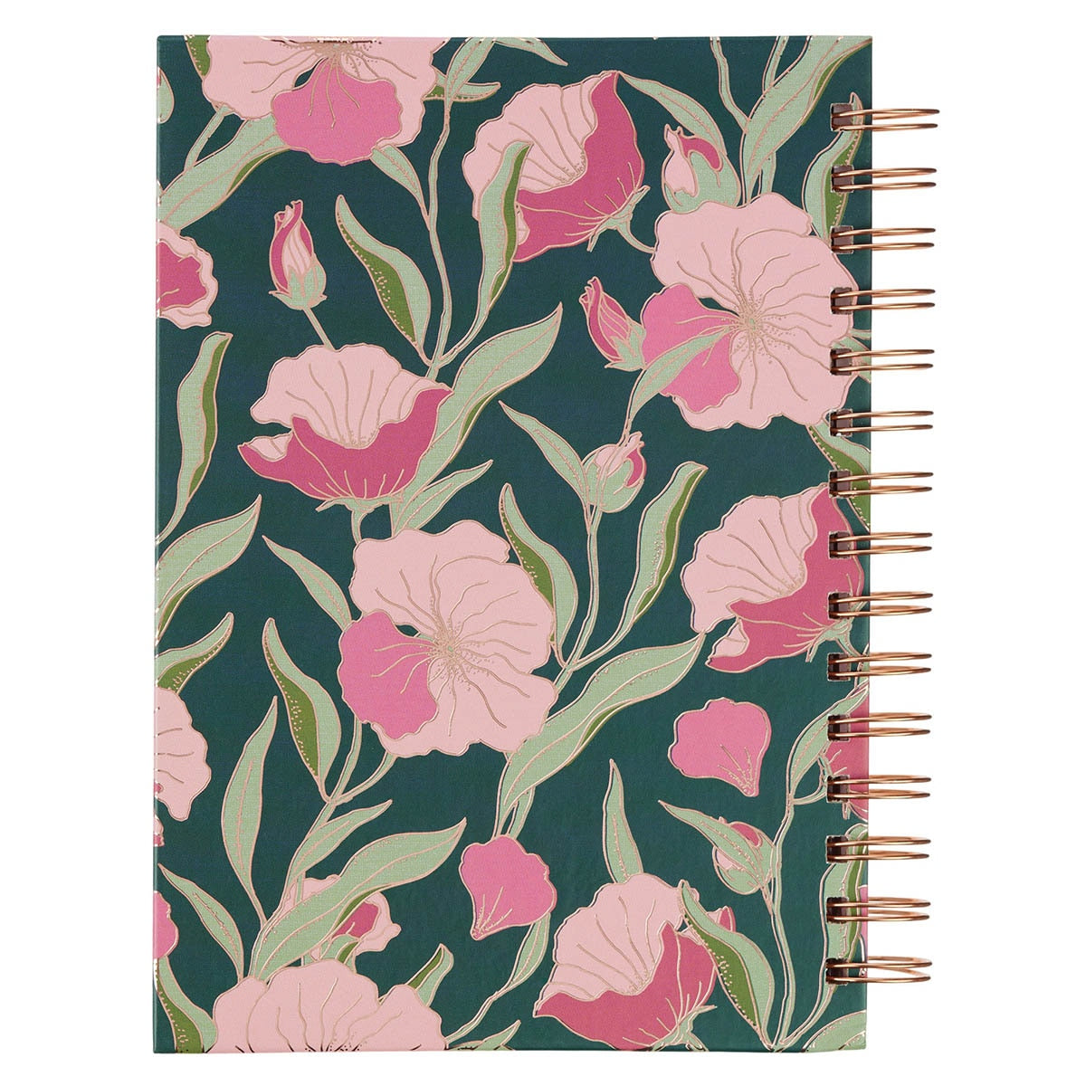 Strength and Dignity Deep Teal Floral Spiral Journal - Proverbs 31:25