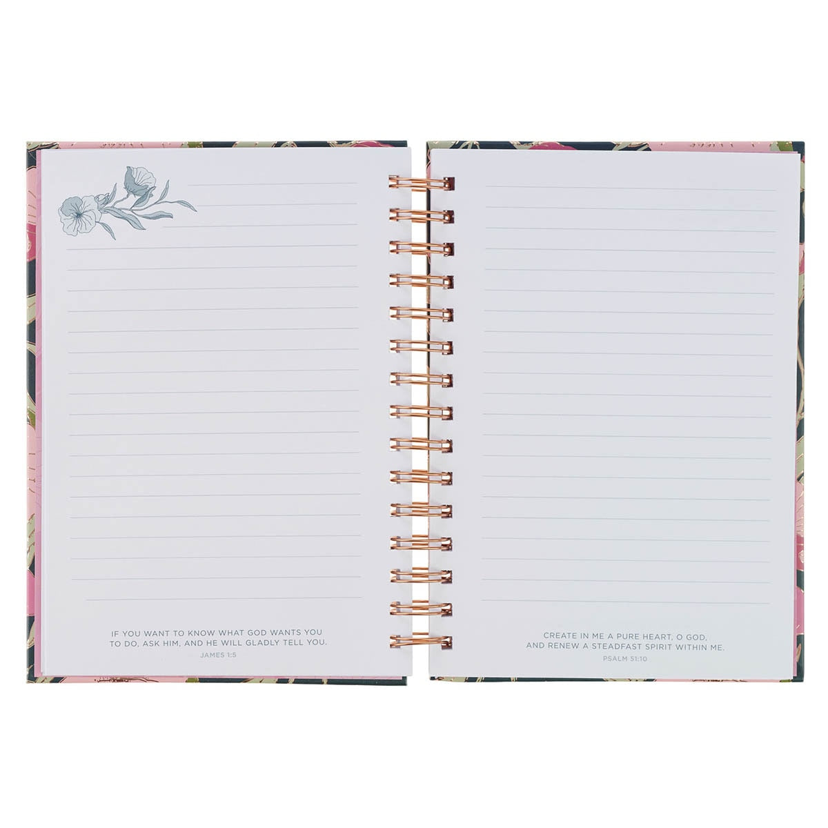 Strength and Dignity Deep Teal Floral Spiral Journal - Proverbs 31:25