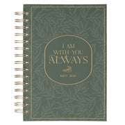 I Am With You Always Green Botanical Leaf Spiral Journal  - Matthew 28:20