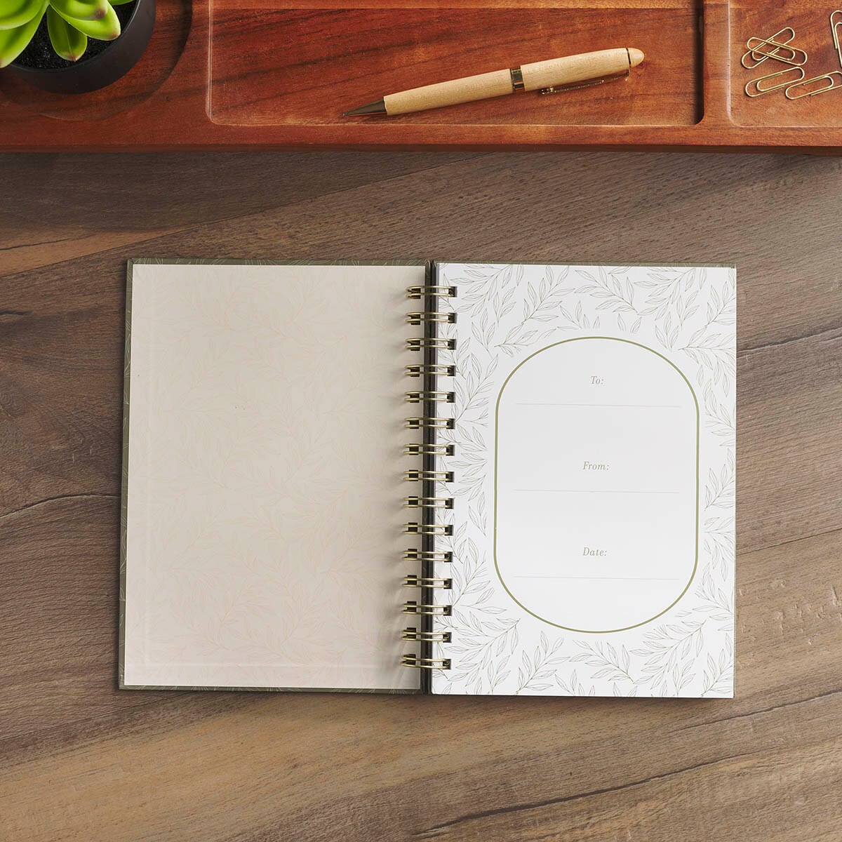 I Am With You Always Green Botanical Leaf Spiral Journal  - Matthew 28:20