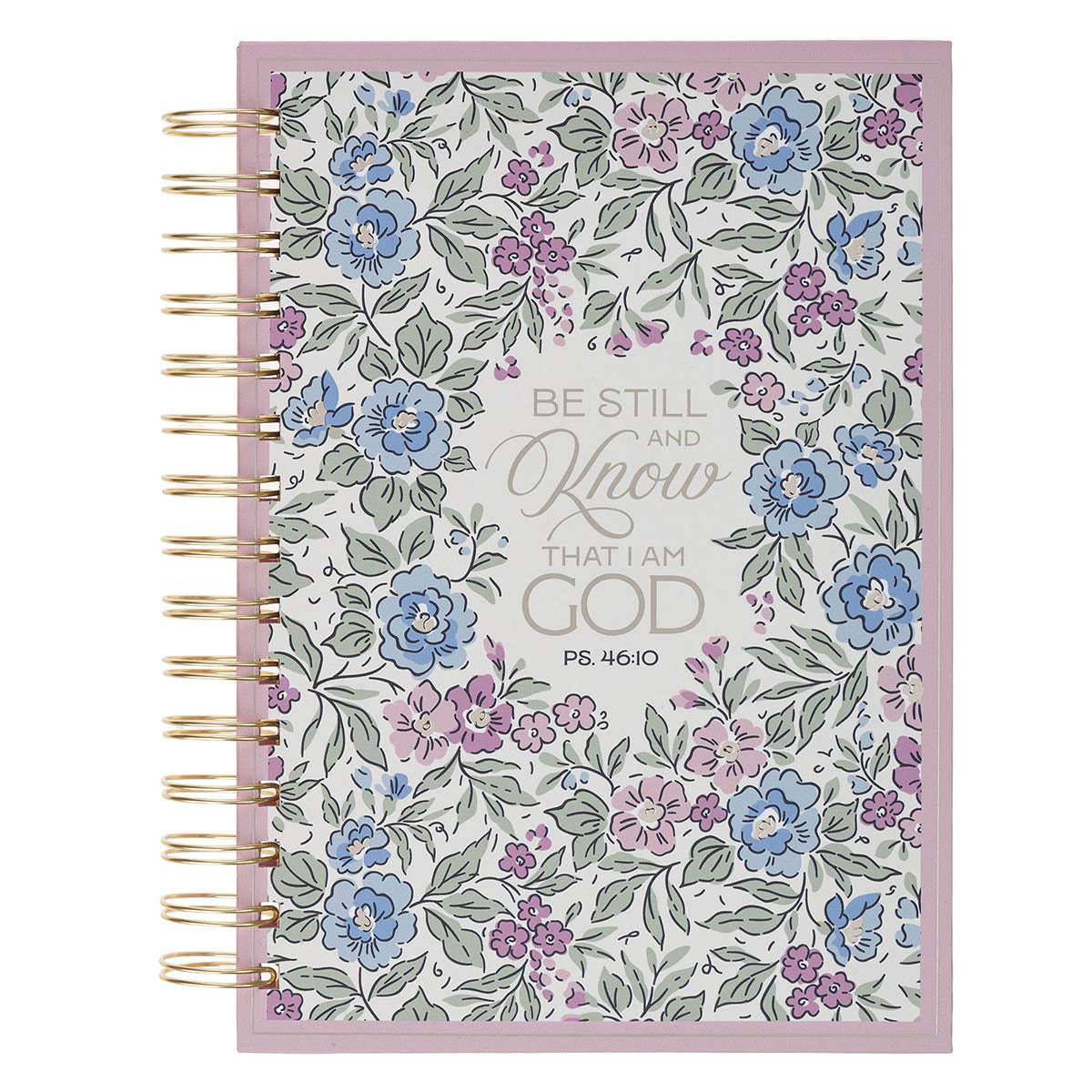 Be Still and Know Purple Floral Spiral Journal - Psalm 46:10