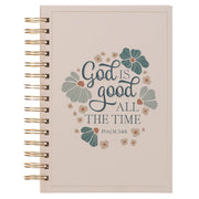 God Is Good Blue Blooms Spiral Journal - Psalm 34:8