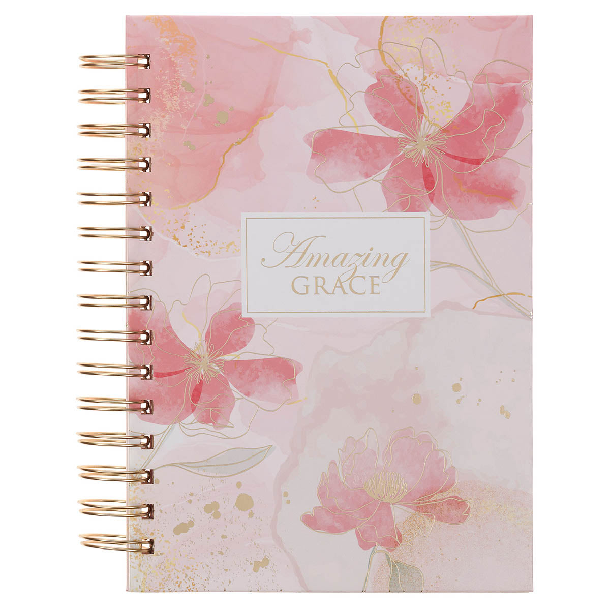 Amazing Grace Pink Floral Spiral Journal