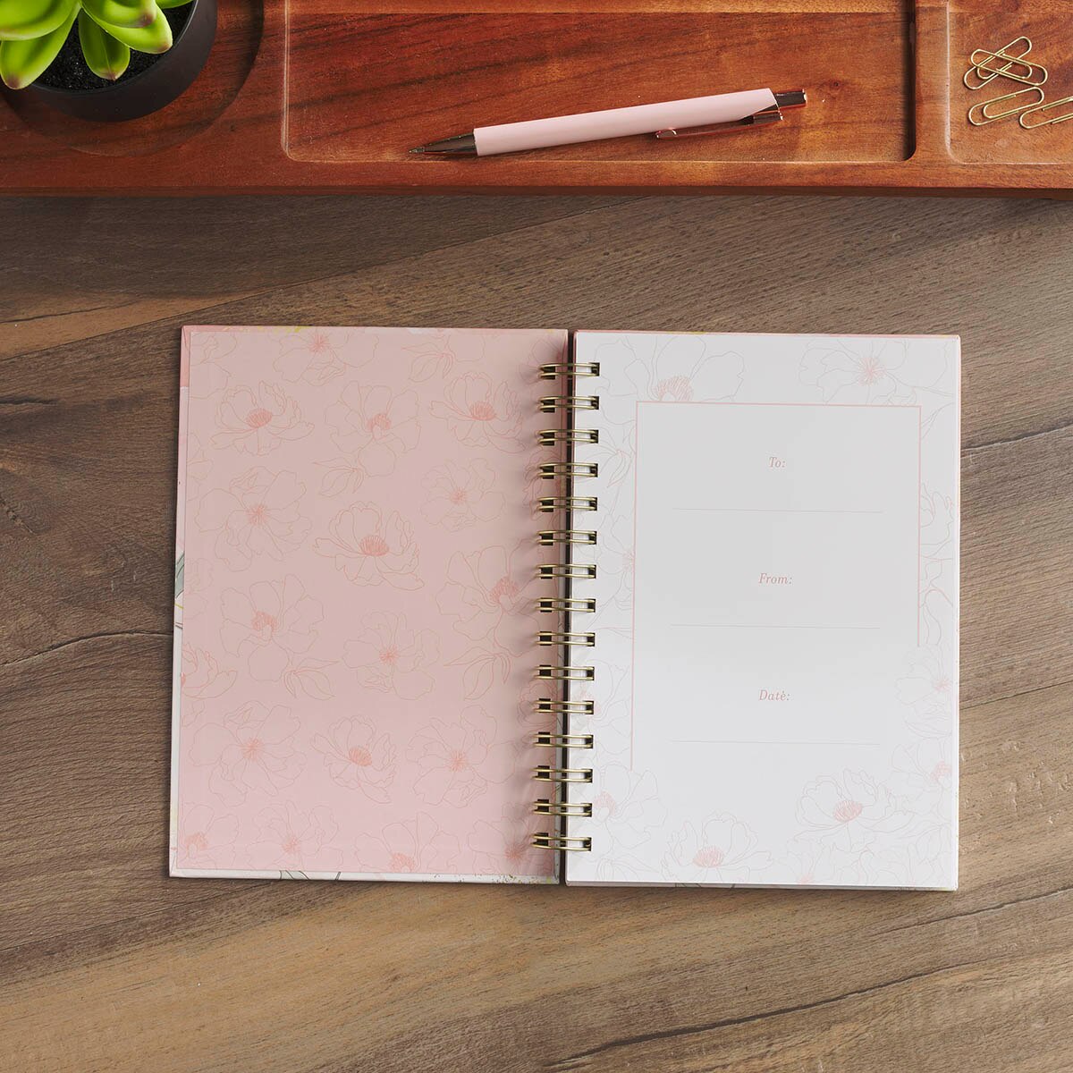Amazing Grace Pink Floral Spiral Journal
