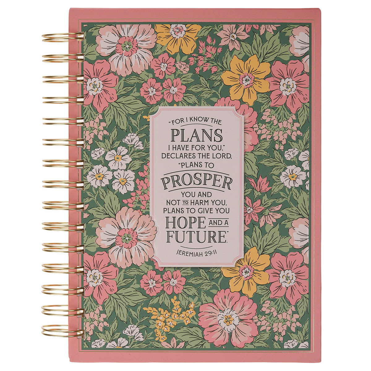 Hope and a Future Pink Vintage Bloom Spiral Journal - Jeremiah 29:11