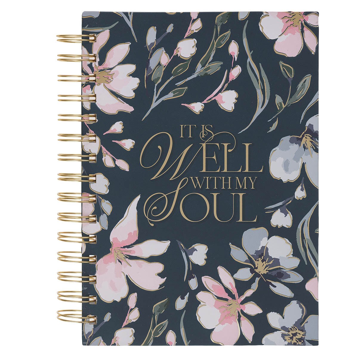 Well With My Soul Navy Floral Spiral Journal