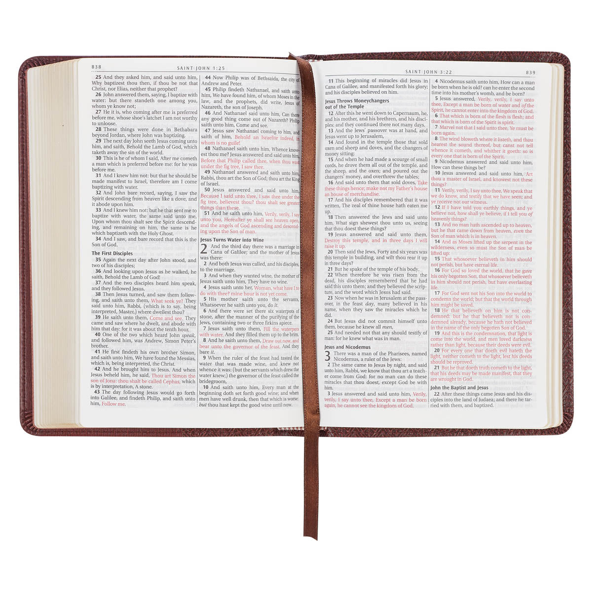 Saddle Tan Faux Leather Compact King James Version Bible
